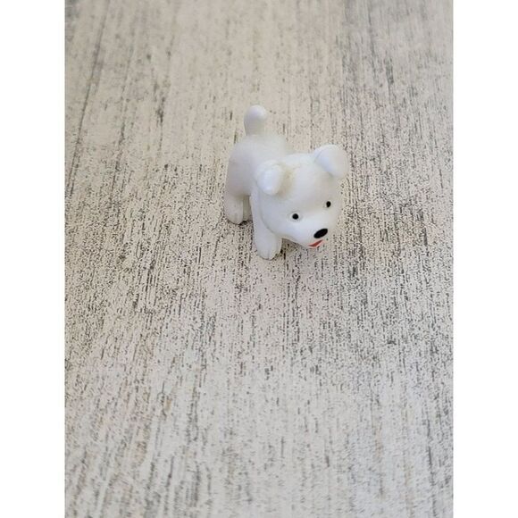 Miniature white puppy dog pet accessory toy figure - Picture 1 of 4